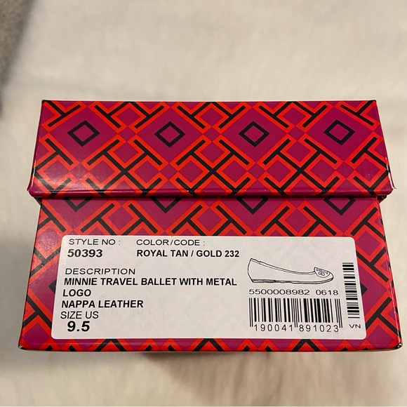 Tory Burch Minnie Travel Ballet Flats in Royal Tan/Gold - Picture 10 of 10